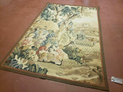 4' X 6' Tapestry French Design Handmade Aubusson Weave Nature One Of A Kind