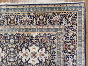 Persian Kashan Rug, Navy Blue, Hand-Knotted, Wool, 4' 8" x 7' 4", Pair A