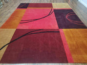 8' X 10' Tibetan Nepal Art Deco Hand Knotted Wool Rug Modern Contemporary Nice