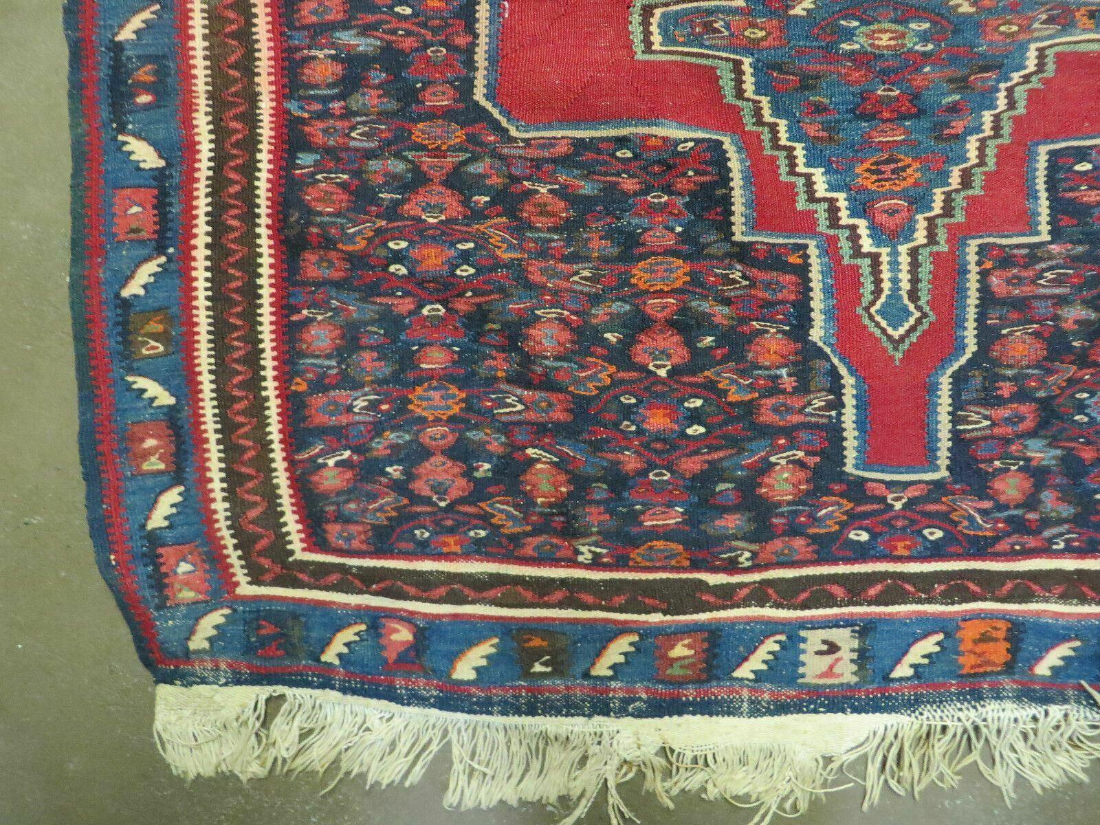 4' X 5' Antique Handmade Turkish Wool Kilim Flat weave Rug Blanket Tribal