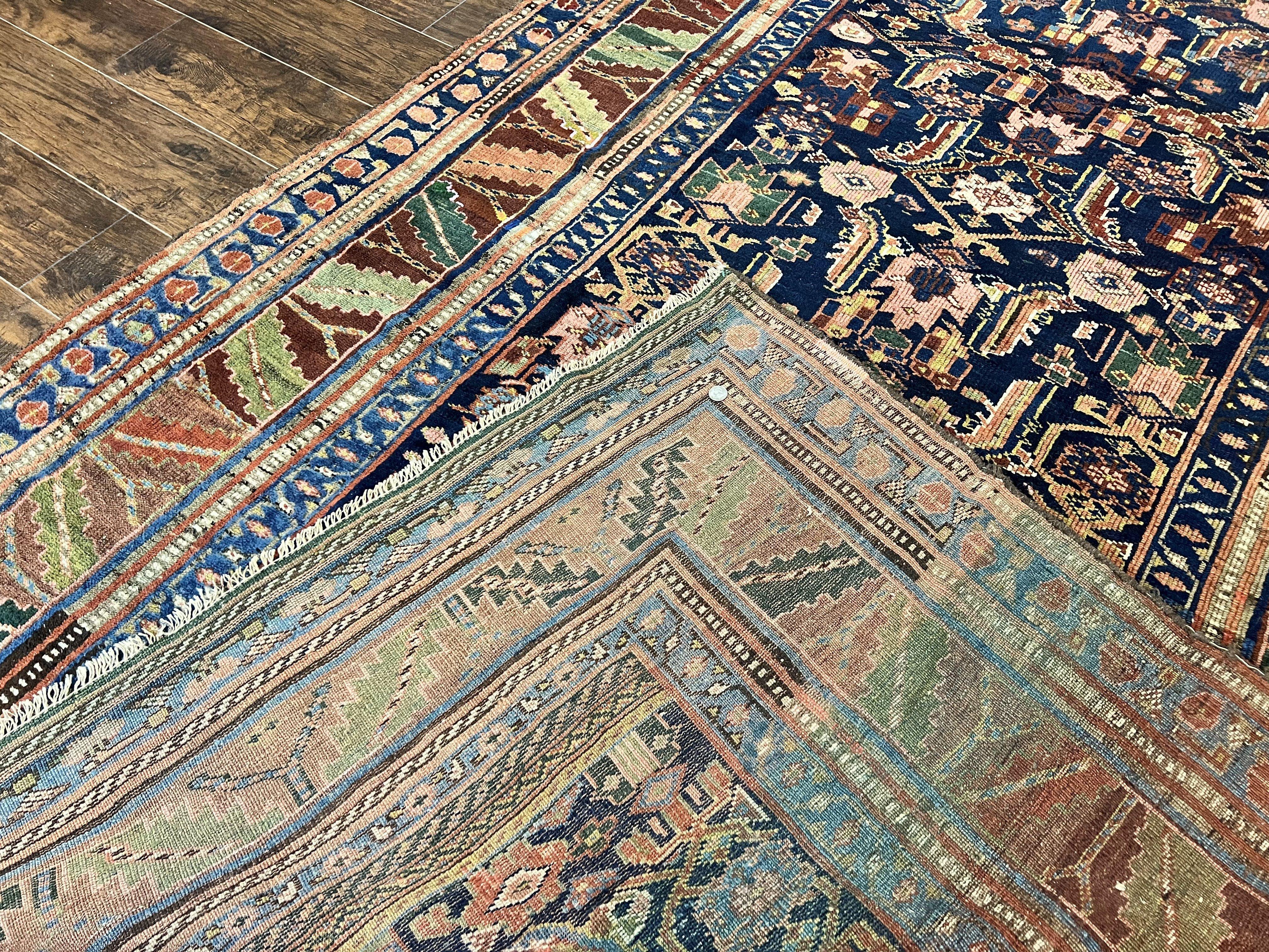 Caucasian Kalegy Rug 6x11, Wide Runner, Wool Hand Knotted Carpet, Navy Blue Tribal Rug, 1920s Antique Rug, 6 x 11 Oriental Carpet