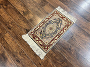 Silk Turkish Hereke Rug 2x3, Peacocks Birds, Signature from Master Weaver, Super Finely Hand Knotted 550 KPSI, Animal Pictorials