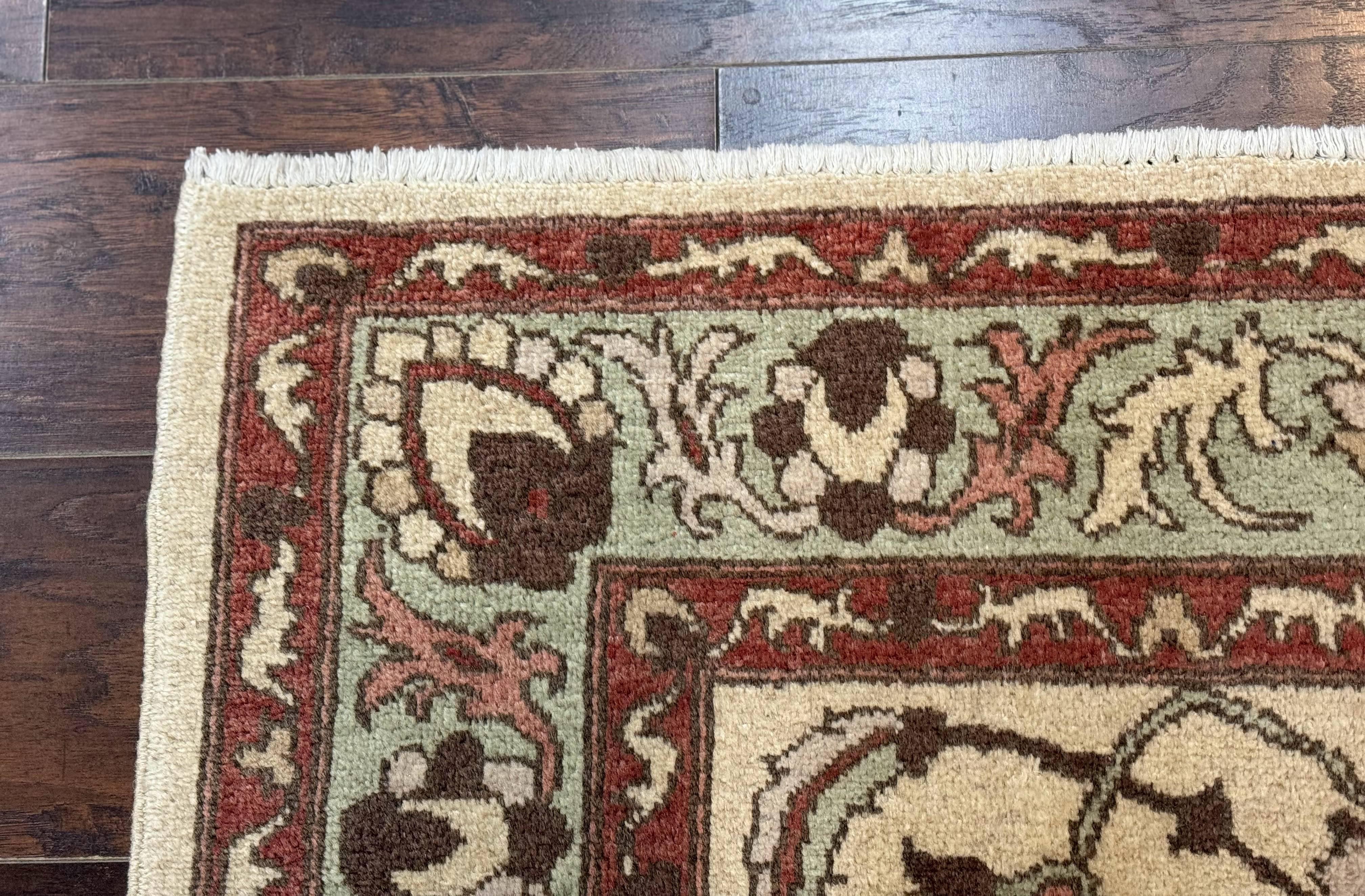 Indo Mahal Rug 4 x 5.6, Indian Handmade Wool Area Rug