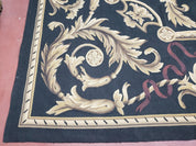 Black and Tan Aubusson Rug, 10 x 14 Aubusson Carpet, New Aubusson Rug, Elegant, Wool, Handmade Area Rug, Flatweave Rug, Large Aubusson Rug