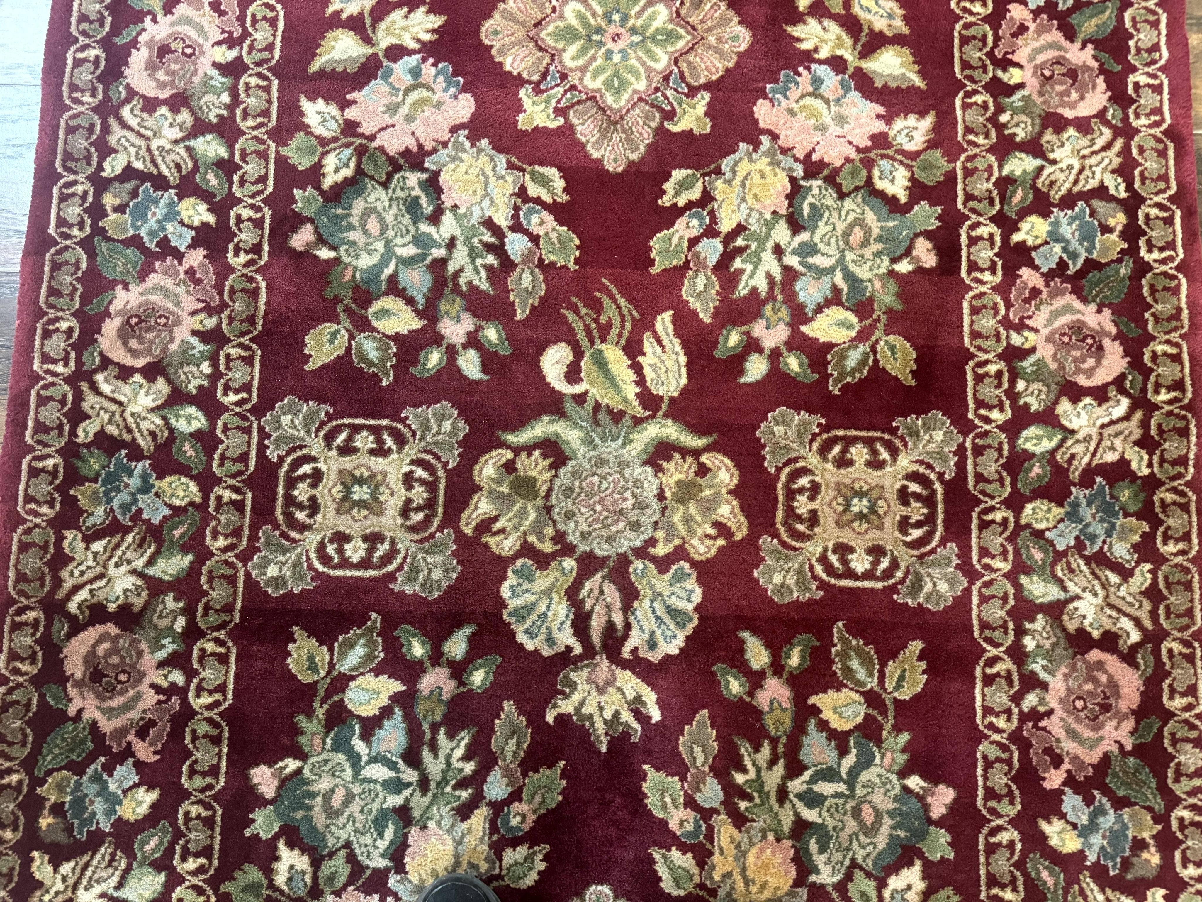 Indo Persian Kerman Rug 4x6, Burgundy, Floral