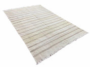 5x8 Turkish Kilim Rug, Flatweave Carpet, Striped Blanket, Southwestern Design, New, Gray, Wool, High Quality, Hand-Knotted