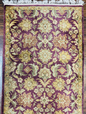 Indian Agra Runner Rug 2.6 x 17.5, Long Runner Rug for Hallway, Floral Handmade