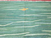 Green Turkish Kilim Rug, 6x9 - 7x10 Rugs, Bird, Handmade New Area Rug, Wool, Bohemian Boho Decor, Hand Woven, Modern Abstract Flat Weave Rug