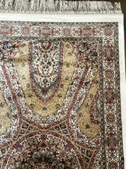 Turkish Silk Runner Rug 2.6 x 12, Hereke Mamluk Runner, Bamboo Silk, New