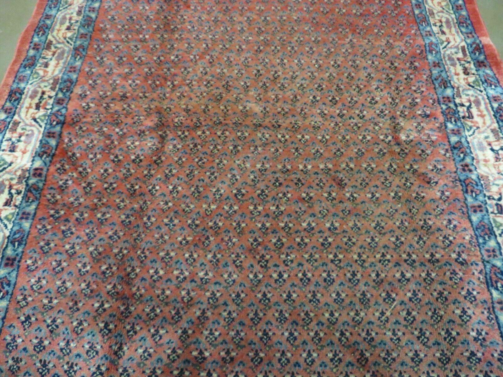 Antique Persian Seraband Runner 3.7 x 11 - Red, Wool, Mir Pattern