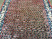 Antique Persian Seraband Runner 3.7 x 11 - Red, Wool, Mir Pattern