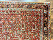 Antique Persian Bidjar Rug 5x7, Repeated Allover Herati Pattern, Red, Handmade Wool Carpet