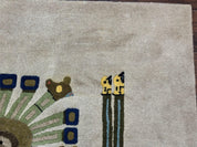 South American Rug 6x7, Unique Native American Design, Ivory, Ecuador Rug, Handmade Wool