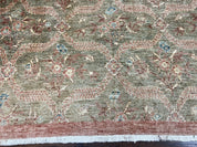 Large Modern Pakistani Rug 9x12, Handmade Wool Carpet, Peshawar Rug, Hand Knotted Oriental Rug, Contemporary, Floral, Light Green
