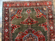 Antique Persian Tribal Rug 5x7, Geometric Wool Carpet, Kurdish Senneh Rug