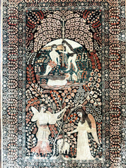 Stunning Sino Persian Pictorial Rug 2.7 x 4, Garden of Eden Adam & Eve Tree of Life Design, Extremely Fine 580 KPSI, Masterpiece
