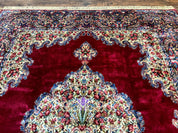 Karastan Rug 8.8 x 12 - Red Floral Kirman - Wool Pile Carpet