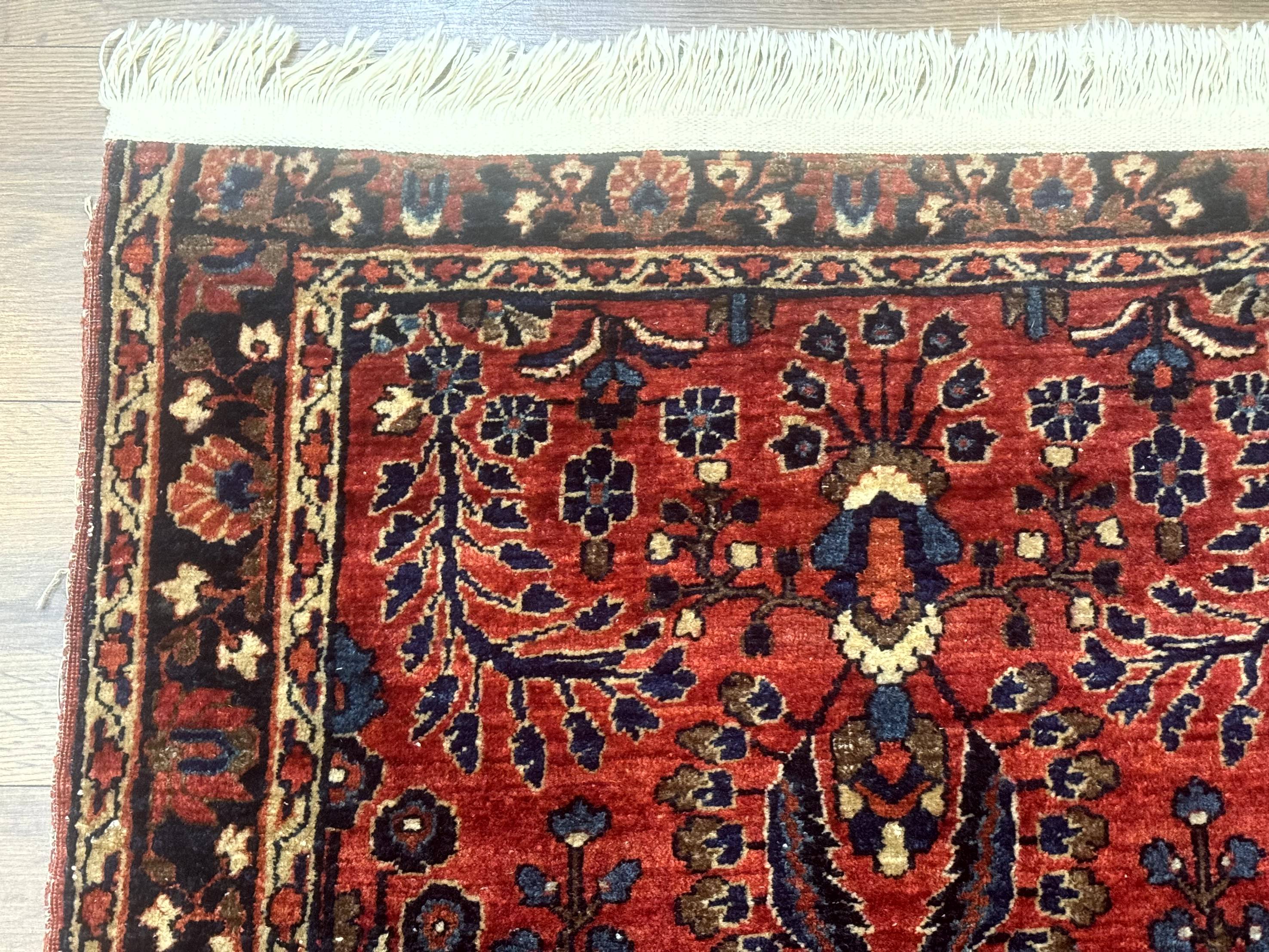 Small Red Persian Sarouk Rug 2.7 x 4.9, Floral, Antique