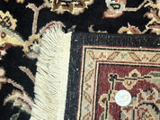 Pak Persian Rug 4x6, Black and Burgundy, Floral Allover, Wool and Silk