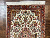 Small Persian Tabriz Rug 2x3, Floral Medallion, Wool and Silk, 340 KPSI