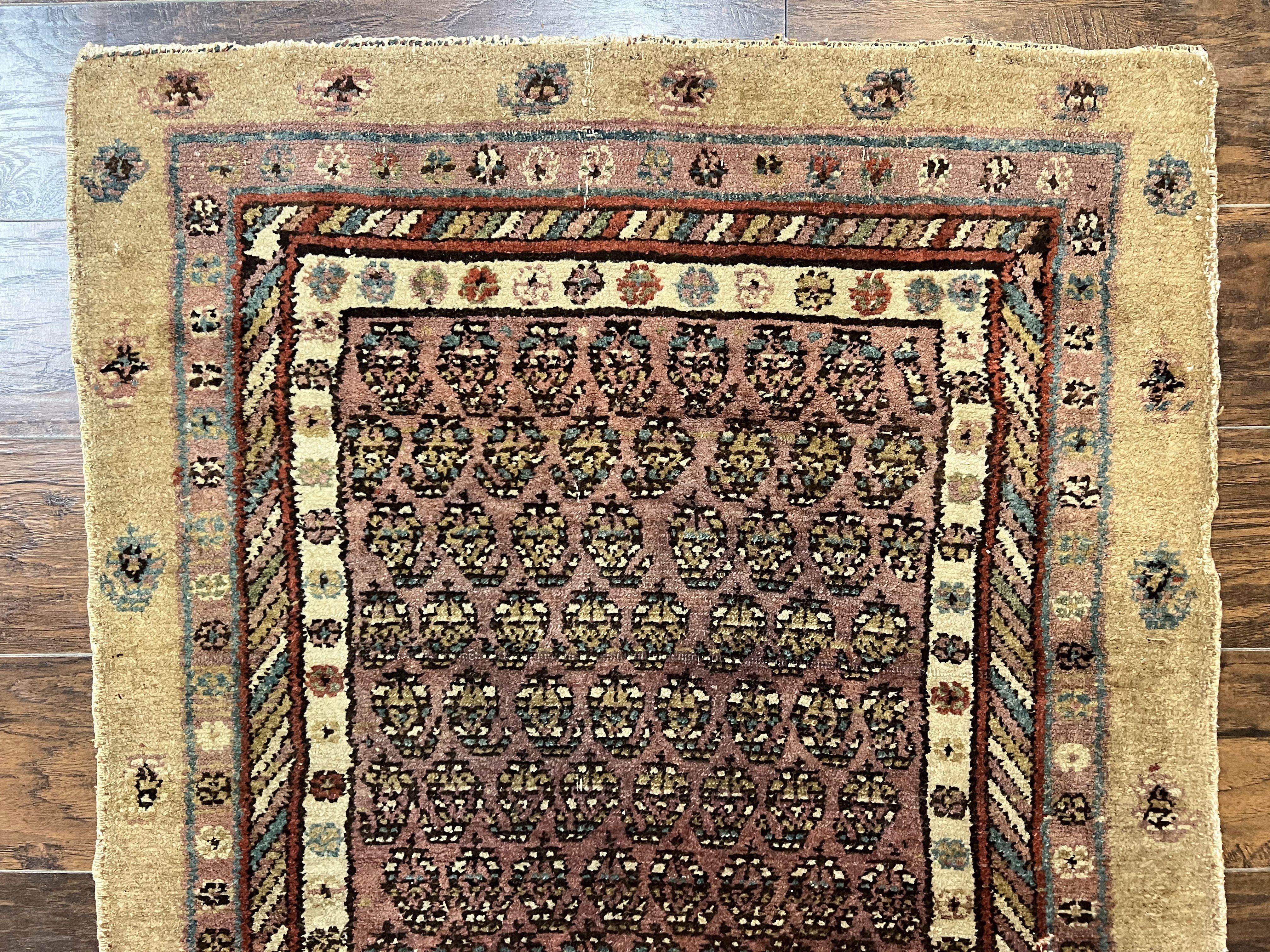 Antique Persian Sarab Runner Rug 3x11, Wool Camel Hair, Tribal Carpet for Hallway 3 x 11, Antique 1920s Rug, Handmade