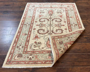 Indo Mahal Rug 4 x 5.6, Indian Handmade Wool Area Rug