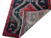 3 X 7 Handmade Wool Tribal Runner Rug Geometric Red Blue Boho Organic Dyes