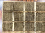 Tibetan Rug 4x6, Green Wool Handmade Area Rug 4 x 6, Panel Design, Modern Contemporary