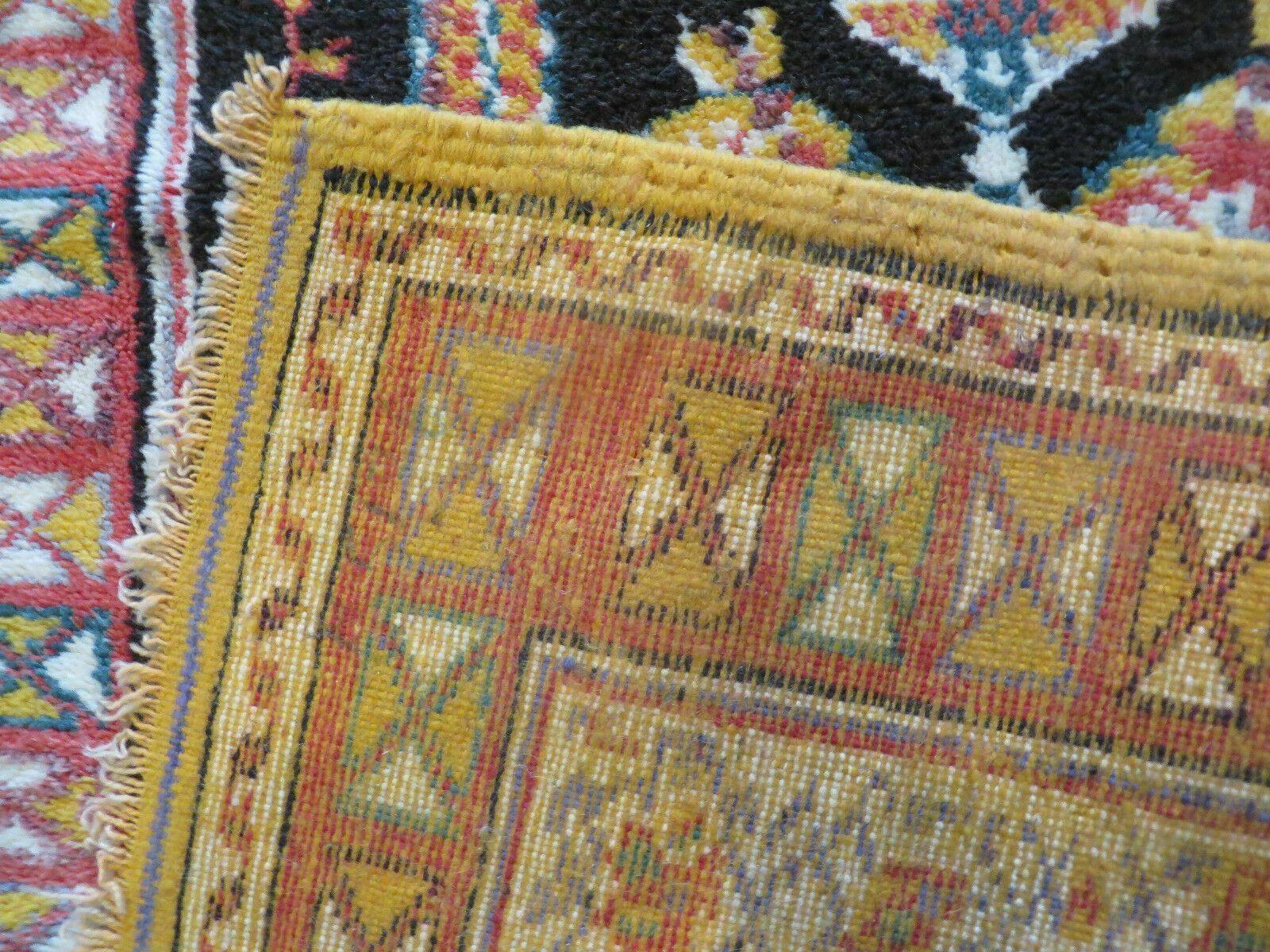 Antique Moroccan Runner Rug 3x7, Moroccan Prayer Rug, Double Mehrab Prayer Arches, Black and Red, Hand-Knotted Wool Carpet, Hallway Rug Nice