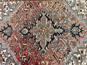 Antique Persian Heriz Rug 6x8, Geometric Medallion, 1920s Oriental Carpet, Handmade Wool Rug