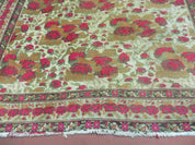 5' X 6' Antique Handmade India Floral Oriental Wool Rug Roses Flowers Traditional Contemporary Design