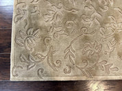 Modern Tibetan Rug 3.7 x 5.5, Carved Floral Design, Wool and Silk Highlights