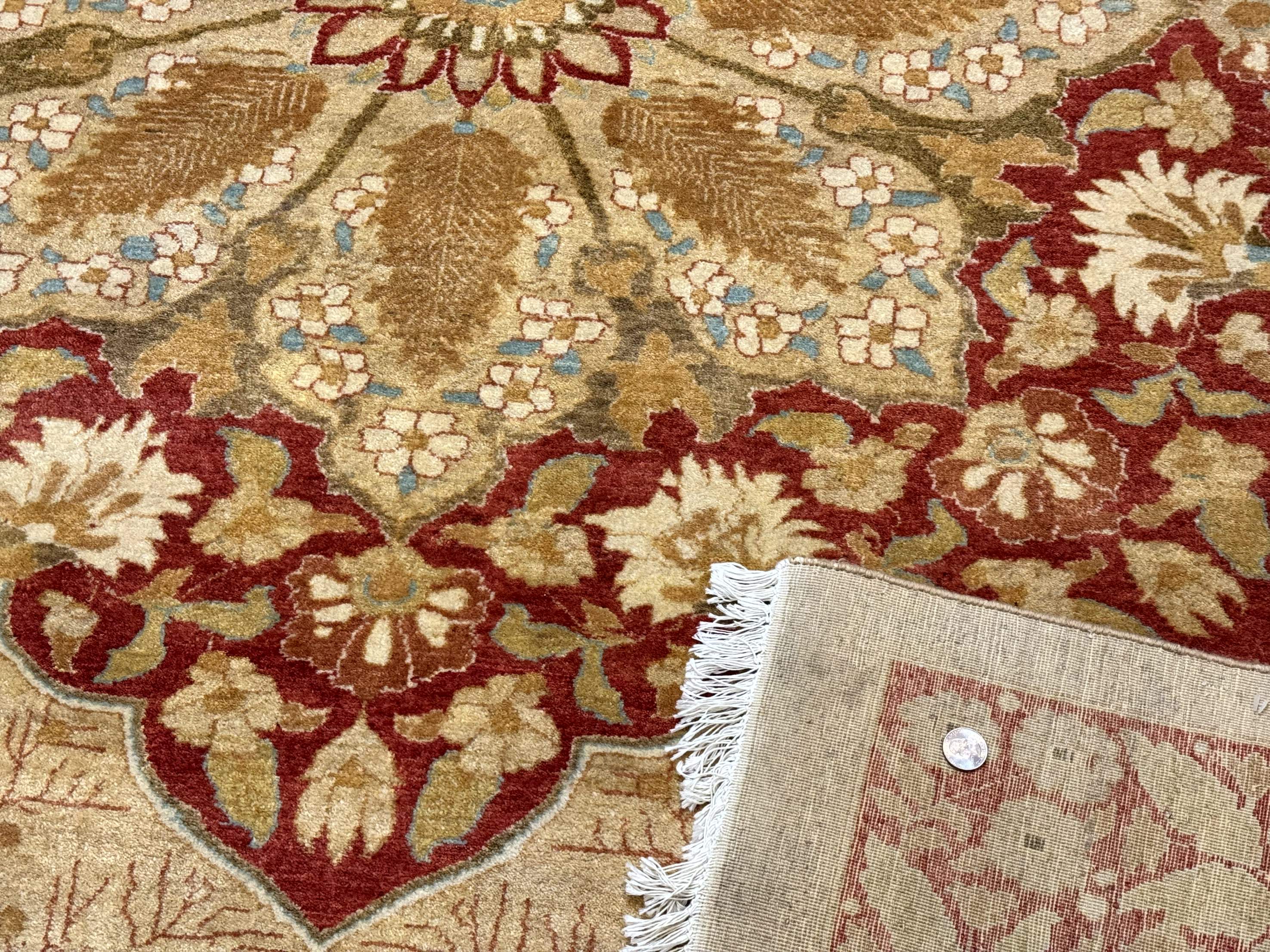 Palace Size Pak Persian Rug 13x17, Haji Jalili Design, Beige and Rust, Wool Hand Knotted, Fine 260 KPSI