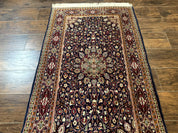 Indo Kashmiri Rug 3x5, Navy Blue, Very Fine 400 KPSI, Pair A