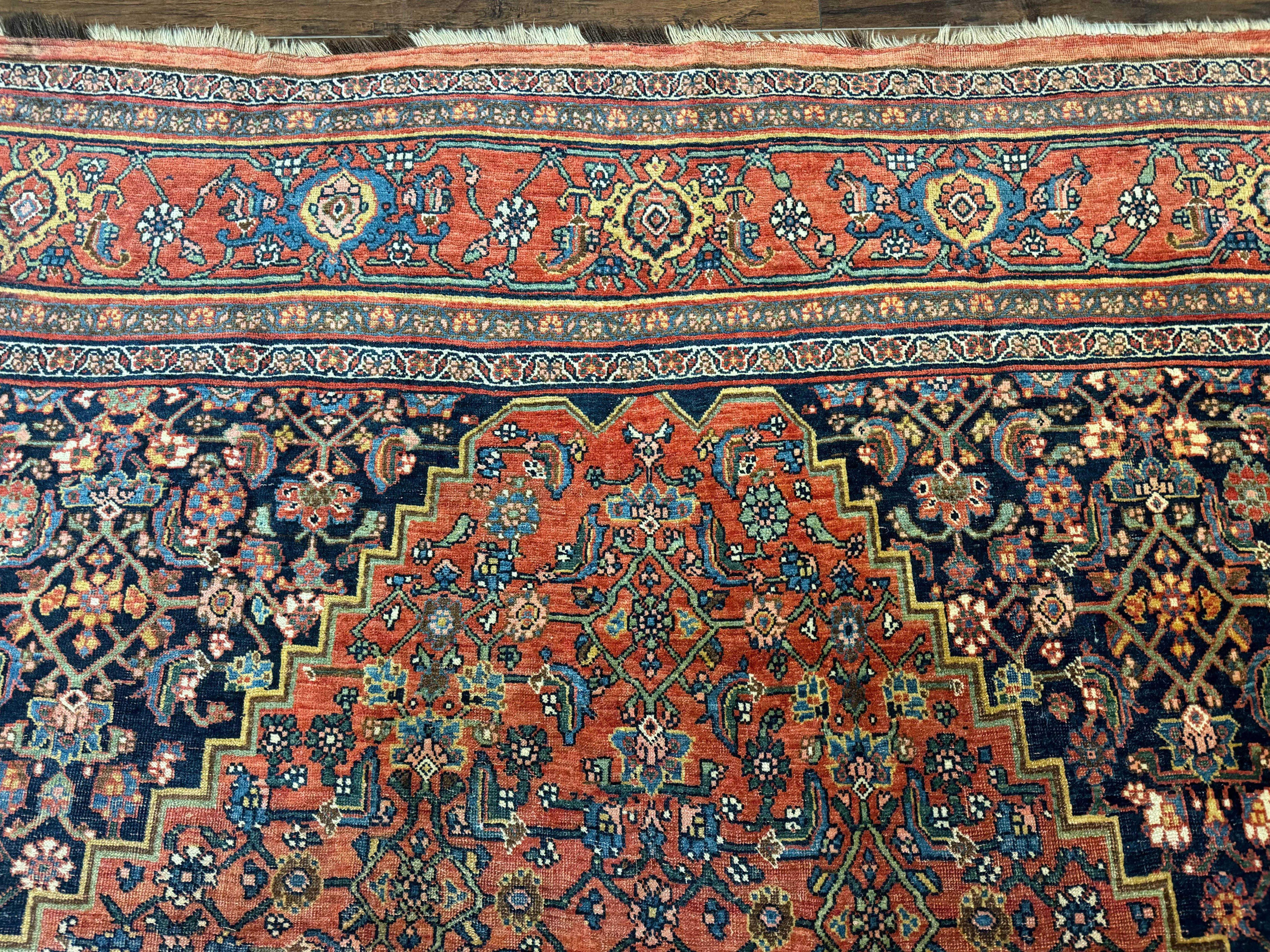 Antique Persian Bidjar Rug 8x12, Rare Persian Carpet