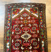 Small Red Persian Tribal Rug 2.6 x 4, Wool Rug, Persian Hamadan Rug