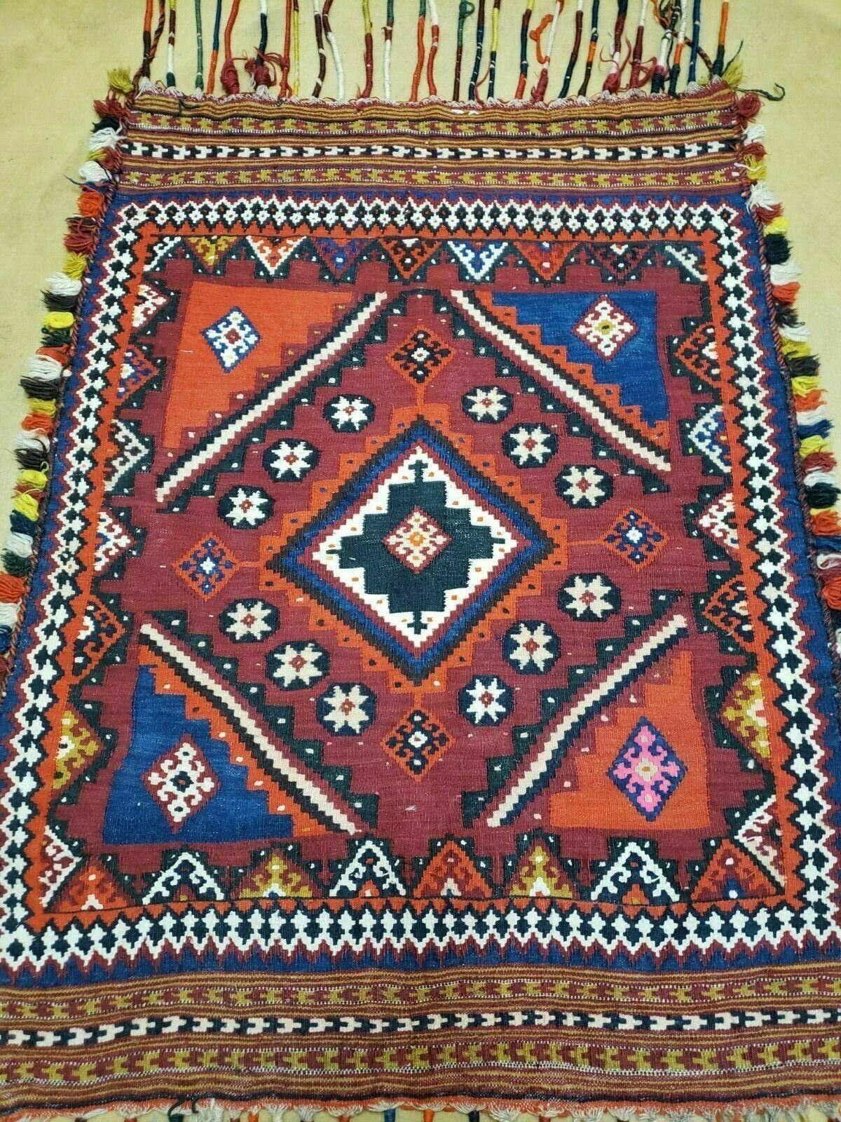 3' X 4' Antique Handmade Turkish Wool Kilim Rug Decorative Seat Cover