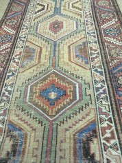 3'4" X 12' Antique Hand Made Turkish Wool Rug Runner Carpet Camel Hair Nice