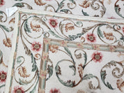 Needlepoint Rug 9x12, European Aubusson Design, Floral Allover Garden Pattern, New Needlepoint Area Rug, Ivory Rug, Hand Woven, Flatweave