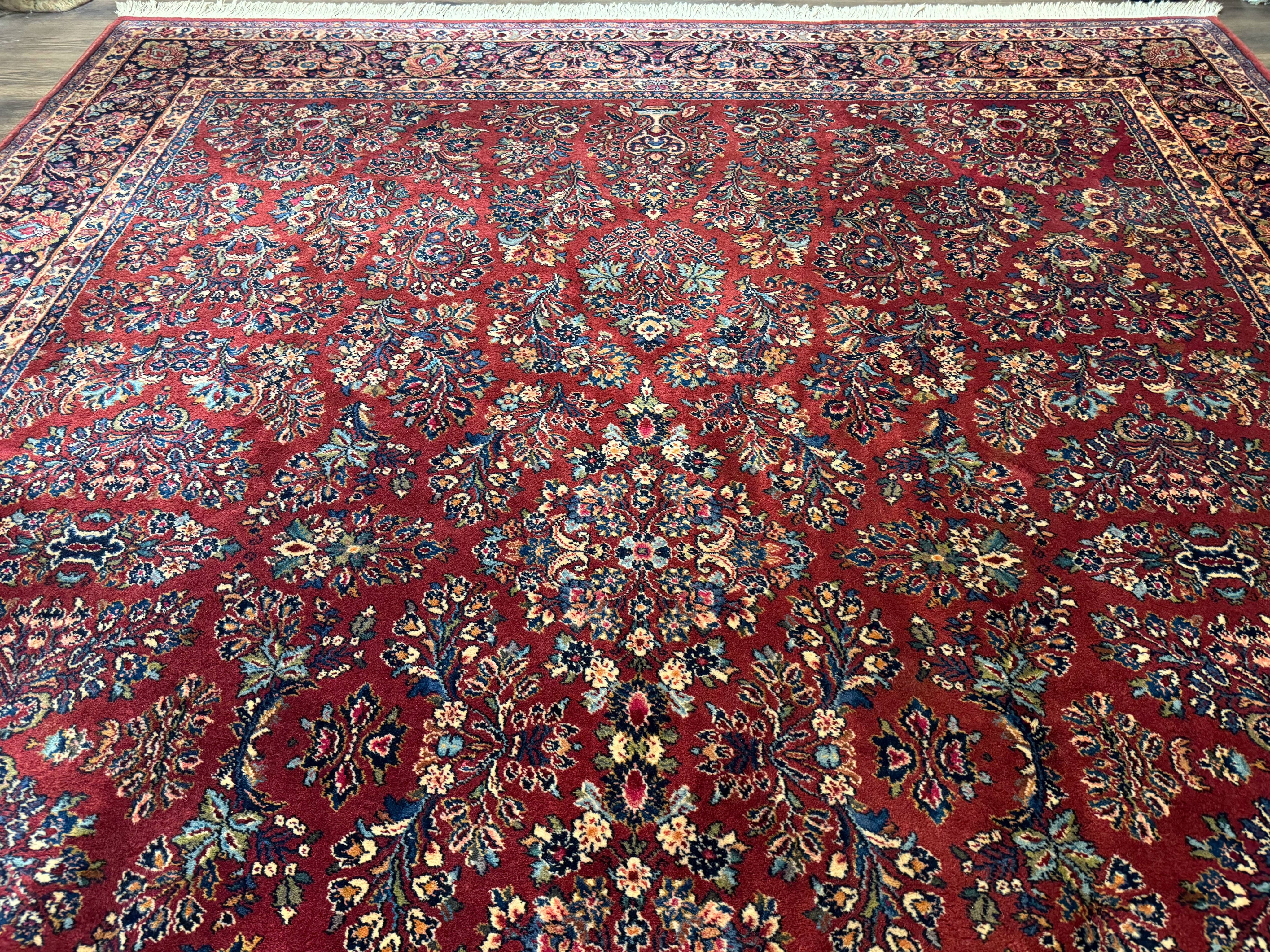 Karastan Rug 10x14, Red Sarouk #785, Wool Original 700 Series
