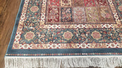 Silk Carpet 4x6 Blue, Panel Design, Four Seasons Pattern, Super Fine & Soft, Bamboo Silk, 4 x 6 Oriental Area Rug, High Quality, New Rug