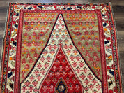 Antique Persian Malayer Rug 4x7, Tribal Senneh Carpet, Geometric, Diamond Design