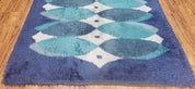 Blue Rya Rug, 1960s Mid-Century Modern Danish Shag Rug 4'6" x 6'7", Ege Rya, Abstract