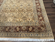 Fine Pak Persian Rug 9x12, Gold and Wine Red, Panel Design, 330 KPSI - Jewel RugsShopify CollectiveHUNTEDFOX - Fine Pak Persian Rug 9x12, Gold and Wine Red, Panel Design, 330 KPSI