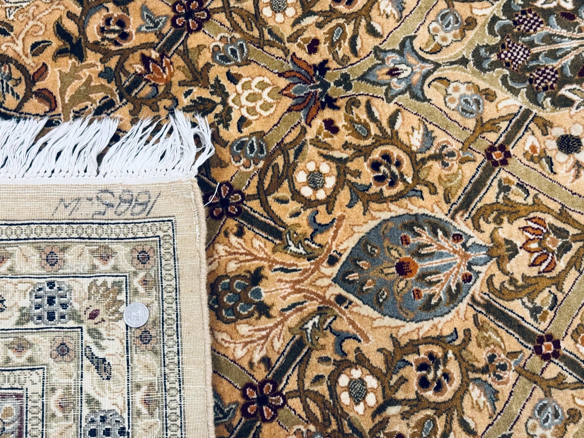 Fine Pak Persian Rug 9x12, Gold and Wine Red, Panel Design, 330 KPSI - Jewel RugsShopify CollectiveHUNTEDFOX - Fine Pak Persian Rug 9x12, Gold and Wine Red, Panel Design, 330 KPSI