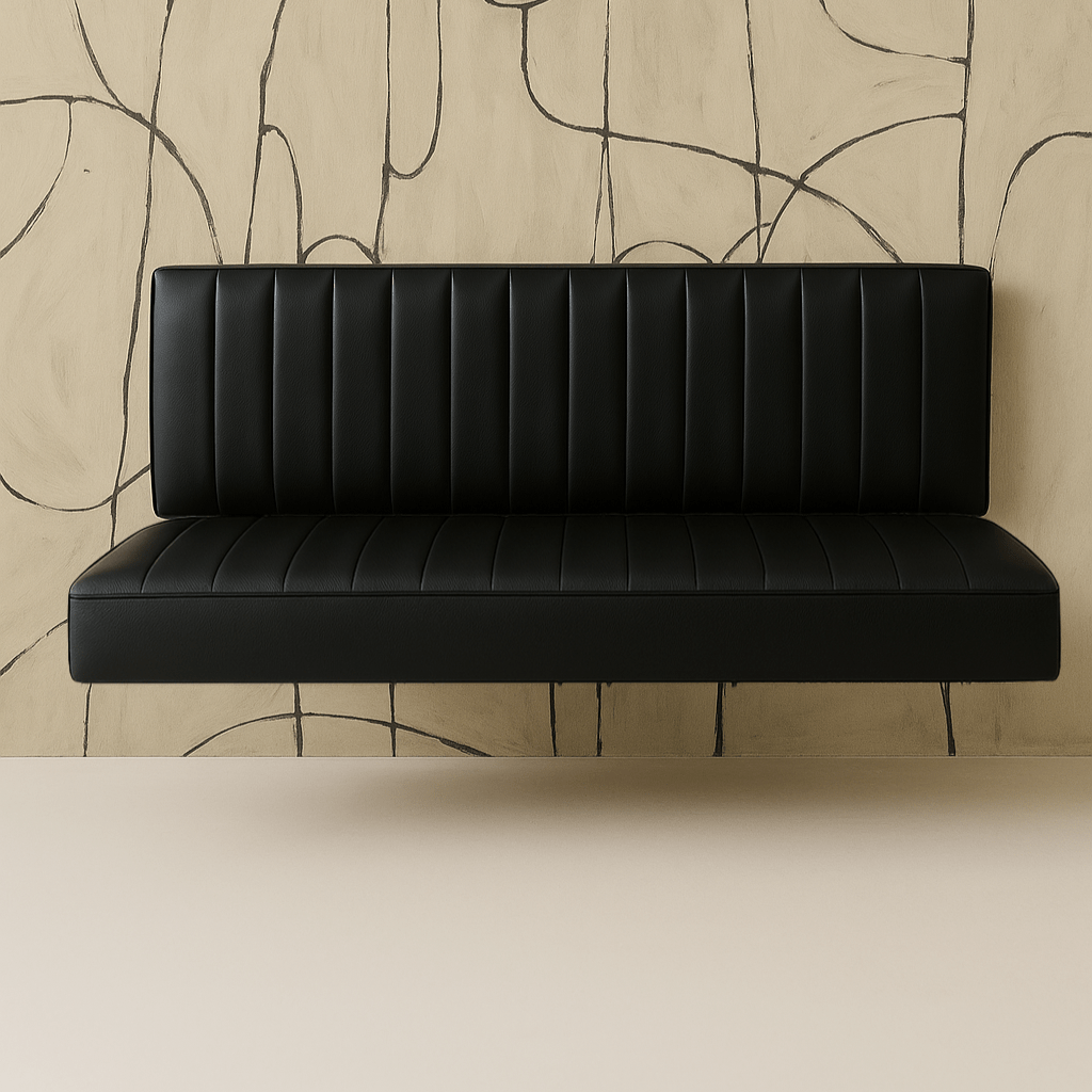 Floating Black Leather Bench for Modern Dining Nook - BlackH|F AtelierLEATHERHUNTEDFOX - Floating Black Leather Bench for Modern Dining Nook