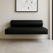 Floating Black Leather Bench for Modern Dining Nook - BlackH|F AtelierLEATHERHUNTEDFOX - Floating Black Leather Bench for Modern Dining Nook