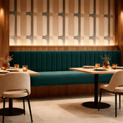 Floating Brown Leather Bench for Restaurant Dining, Entryway or Kitchen - custom banquette seatingH|F Atelierluxury upholstered seatingHUNTEDFOX - Floating Brown Leather Bench for Restaurant Dining, Entryway or Kitchen