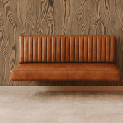 Floating Brown Leather Bench for Restaurant Dining, Entryway or Kitchen - custom banquette seatingH|F Atelierluxury upholstered seatingHUNTEDFOX - Floating Brown Leather Bench for Restaurant Dining, Entryway or Kitchen