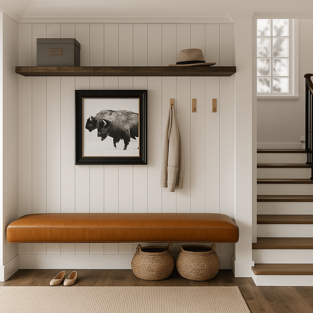Floating Leather Bench for Restaurant Dining, Entryway or Kitchen - H|F AtelierShopify CollectiveHUNTEDFOX - Floating Leather Bench for Restaurant Dining, Entryway or Kitchen